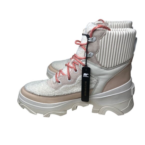 Sorel Brex Cozy Lace-Up Womens Boots Faux Fur Leather Beige Size 11 - Picture 7 of 14